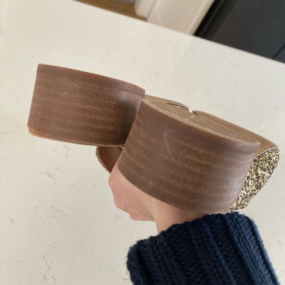 Madewell The Willa Loafer Mules Gold Shiny Glittering Slip-Ons Size 9 - Picture 8 of 8